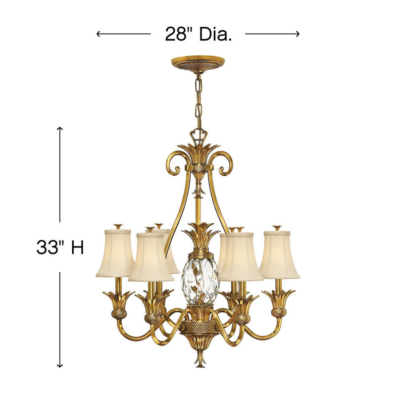 Plantation 7 Light Chandelier, Burnished Brass