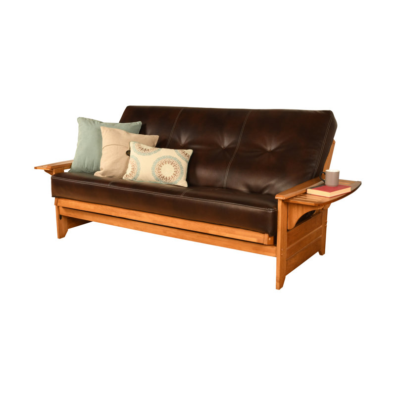 Stratford Full Futon and Mattress, Butternut, Java Brown, Premium Pocket Coil