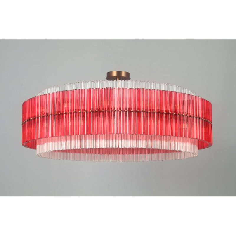 Lustre Murano Carmen, Chrome laqué, Transparent, 53" Diameter x 13" Height