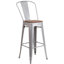 Tabouret de bar ou de comptoir en métal Marian avec dossier et siège en bois Marian-2101696388-2127243145-2101696429