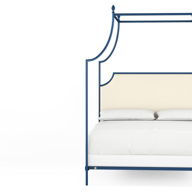 337 Flying Arch Canopy Bed | Complete Canopy, King, Navy Blue/Beige