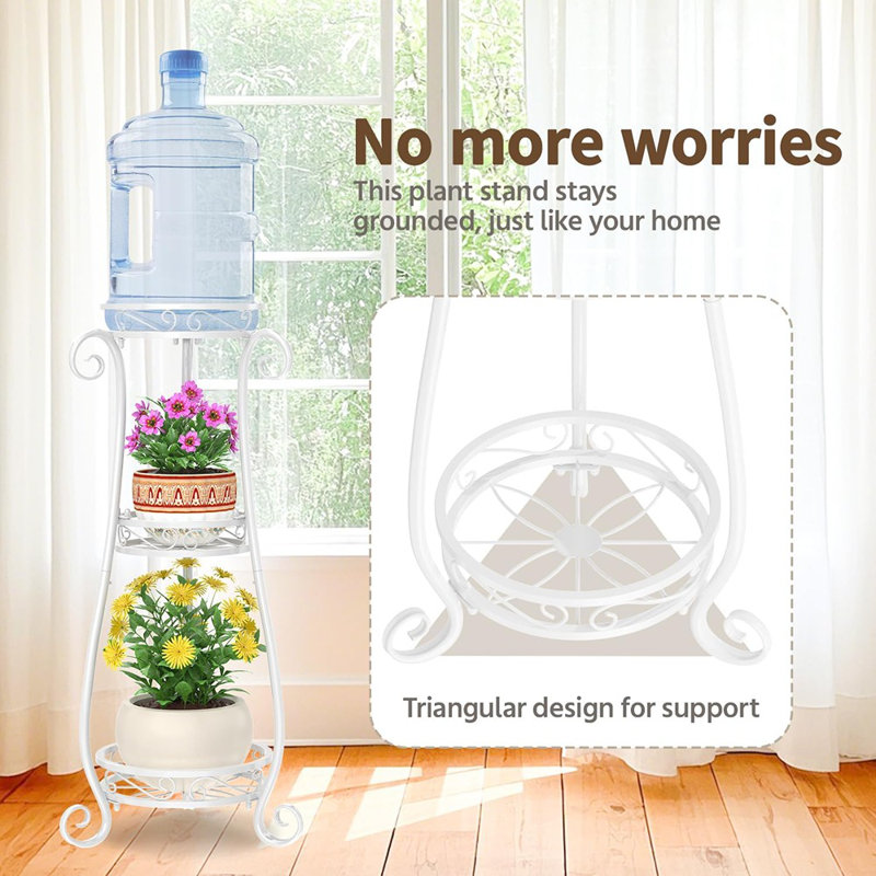 3 Tier White Metal Plant Stand For Multiple Large Plante...