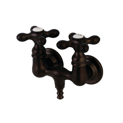 Kingston Brass Aqua Vintage Two-Handle 2-Hole Tub Wall Mount Clawfoot Tub Faucet