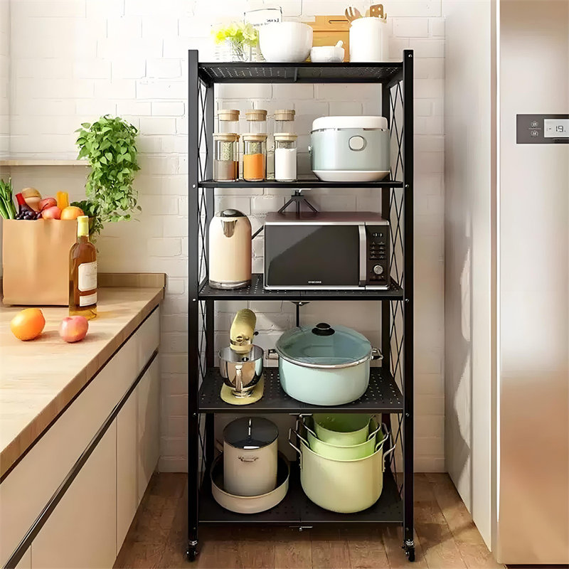 5-Tier Foldable Storage Shelf – Black