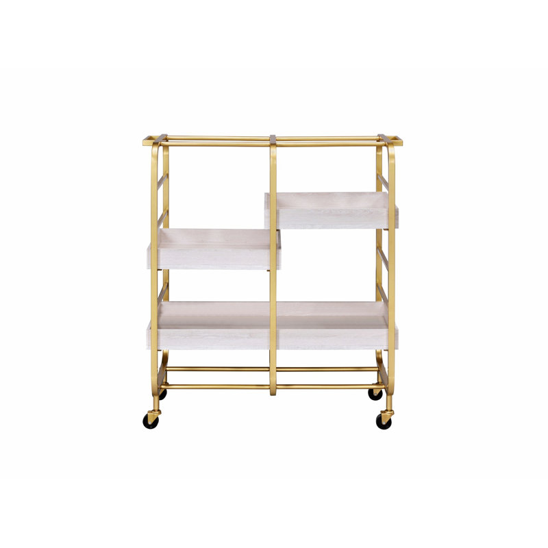 Kitchen Cart, Metal Frame Serving Cart With Casters