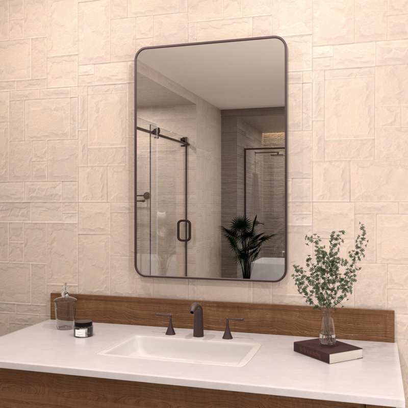 Miroir de meuble-lavabo mural moderne moderne l 24 po x H 36 po Cozy, Bronze frotté à l'huile, 24 po x 36 po