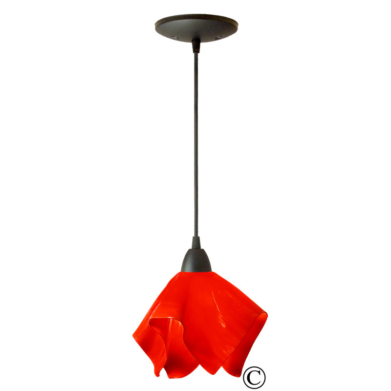 Dale Handcrafted Glass 1-Light Geometric Pendant, Large, Black, Flame - Really Red