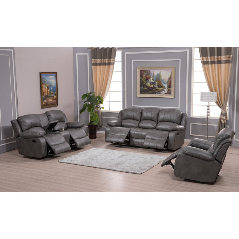 Convergent Faux Leather Reclining Loveseat, Manual, Gray