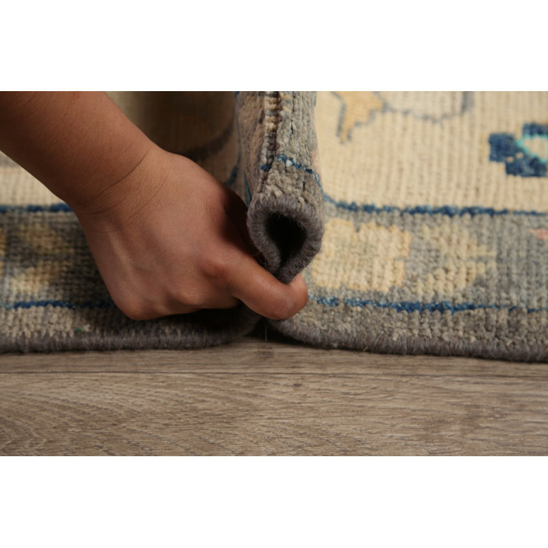 Tapis unique en laine noué à la main nouvel âge gris 8 pi 8 po x 11 pi