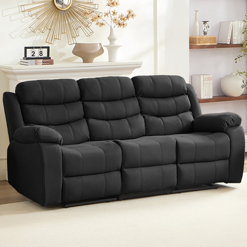82" 3-Seater Manual Recliner Sofa with Storage & Flip-Up Table - Space-Saving Home Theater Seating with Adjustable Backrest & Cup Holders