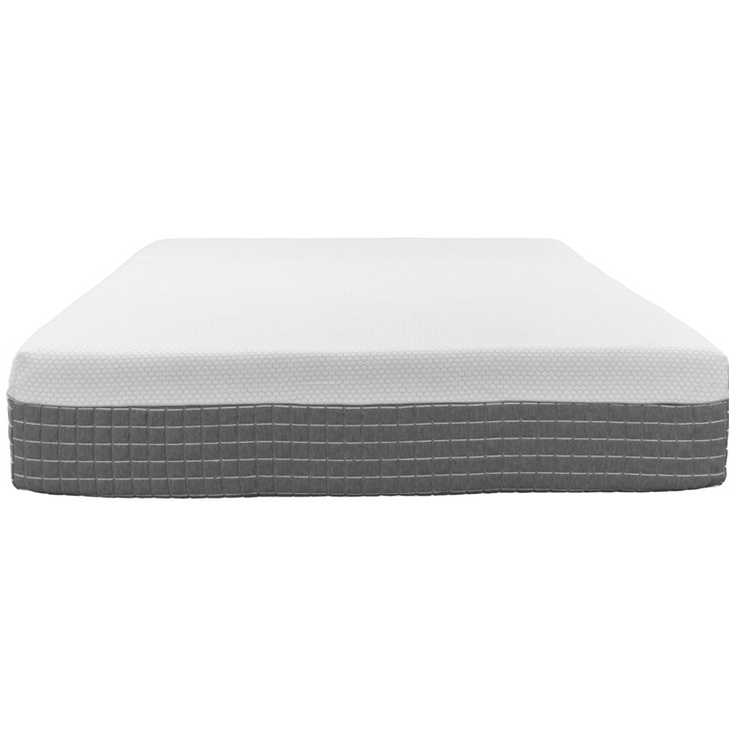 Matelas pleine grandeur de recharge - 12 pouces Conception à 5 couches pour le soutien. Housse blanche et grise. Mousse. Couche haute transition. Bobines emballées individuellement. Alignement de la colonne vertébrale. Ignifuge. Jusqu'à 750 livres
