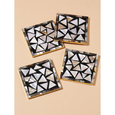 Stoneware Square 4 Piece Coaster Set