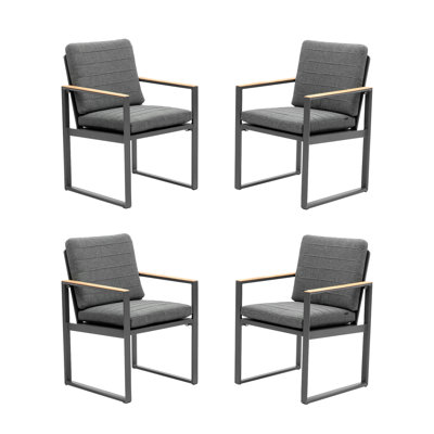 Alexander Collection 4 Pieces Patio Dining Armchairs Outdoor Chairs with Cushion