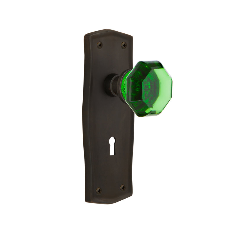 Prairie Plate with Decorative Keyhole and Waldorf Emerald Door Knob, Oil-Rubbed Bronze