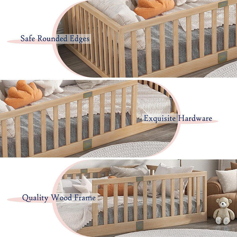 Kids Twin Toddler Beds, Natural
