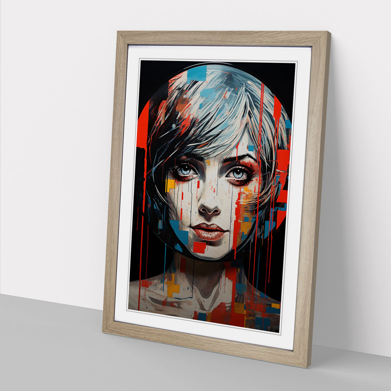 Vinyl Record Tachisme Art - Framed Print, 46cm H x 34cm W, Oak Framed