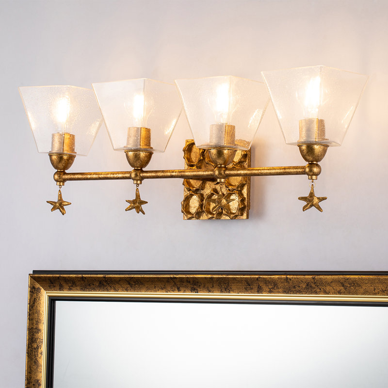 Star 4 Light Bath Bar, White/Gold