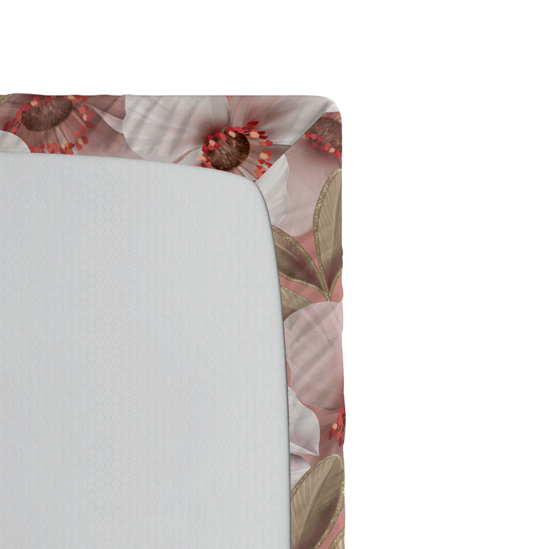 Drap-housse rustique Ambesonne, Rosé, brun clair, taupe / floral, Drap-housse simple TG