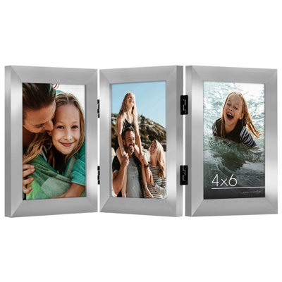 Cadre à charnières pour bureau trois photos - Bois composite et verre incassable
