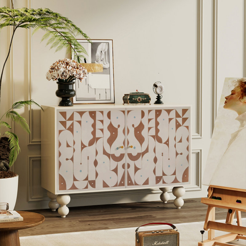 Cream-Style Porch Cabinet Solid Wood Accent Cabinet, White