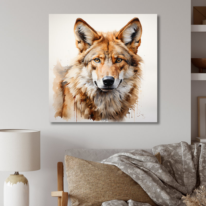 «Whimsical Wanderer Inspired Coyote II - Coyote Animal, art mural en métal, H 16 po x l 16 po
