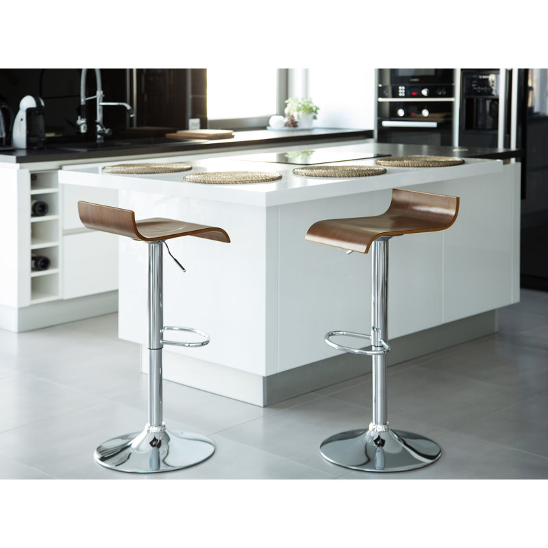 Wora Adjustable Height Counter Stool, Brown, Chrome