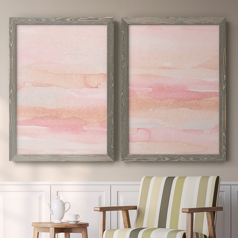 Toile encadrée «Rose Fade I-Premium» - prête à être accrochée, H 27,5 po x l 75 po x P 1,5 po, Gris