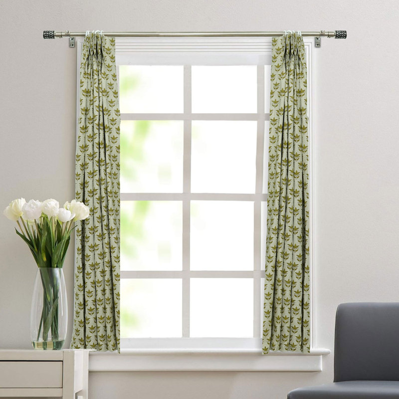 Fabdivine Block Print Floral Plated Curtain Use for Bed and Living Room, 7 Patti, 27" W x 108" L