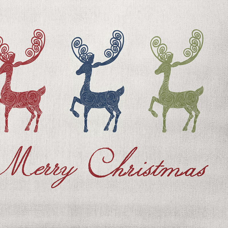 Merry Christmas Reindeer_Sq, Multicolore / bleu marine, 16 po x 16 po, Oui