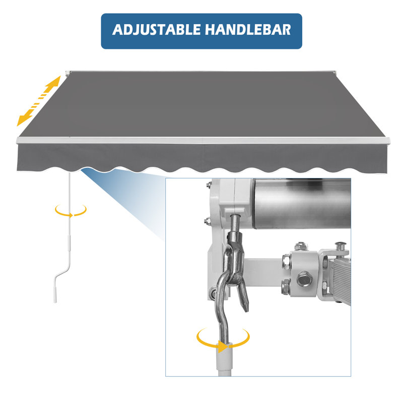Dakota Fields Polyester Cover Retractable Patio Awning, 250" H x 200" W x 19.2" D, Grey