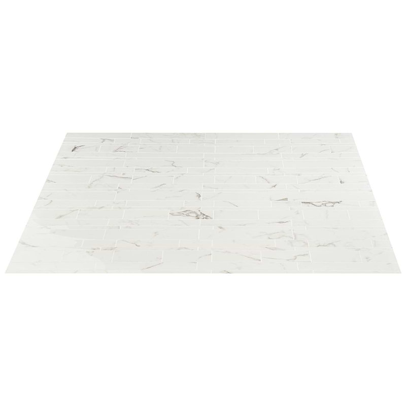 Dreamstone Railroad Porcelain Mosaic, Statuario Venato Polished