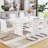 White Dining Table Featuring Marble Pattern, Suitable For 8 - 10 People And As A Computer Workbench, Safe, Fits Kitchen Patio Pattern Table, Multi Functional Office Discussions