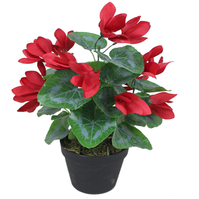 38cm Faux Flowering Plant in Pot Liner, Red