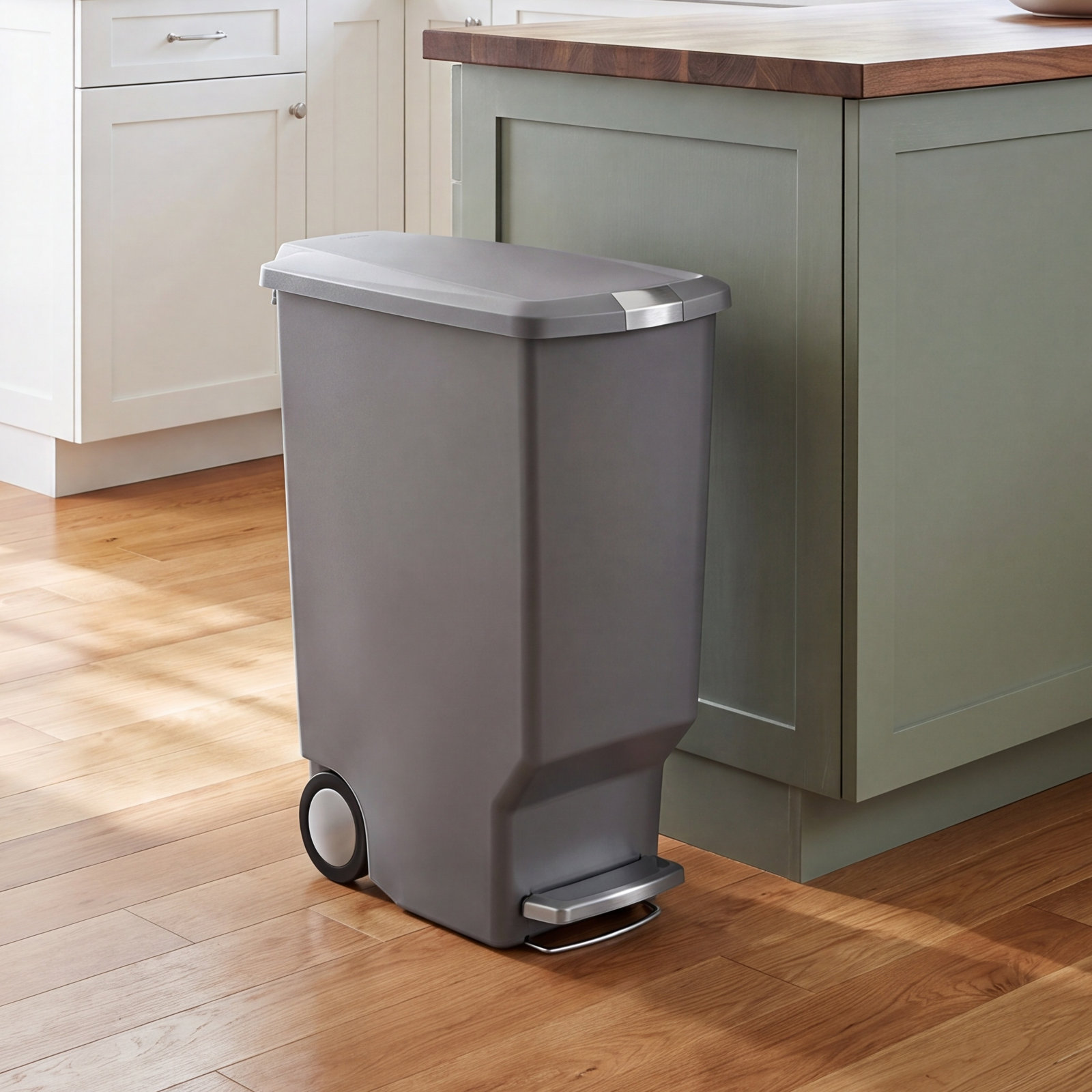 simplehuman 10.6gal Slim Step-On Can, Gray