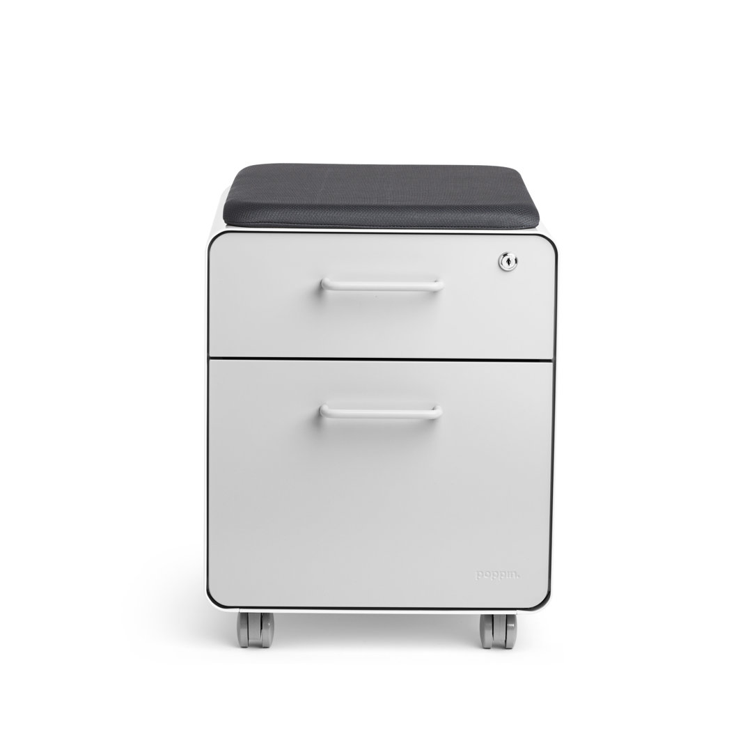 Stow 15.75'' Wide 2 -Drawer Mobile Steel File Cabinet Poppin 