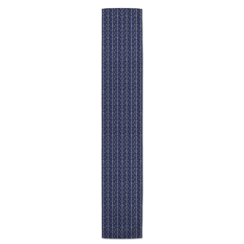 Nalston Dotted Diamond Table Runner, 90" x 16", Navy Blue, Geometric