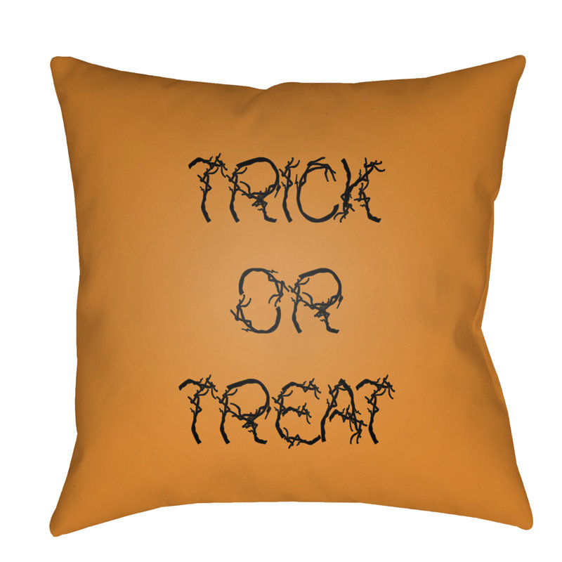 Outdoor Throw Pillow, 18" H x 18" W x 4" D, Black / Orange