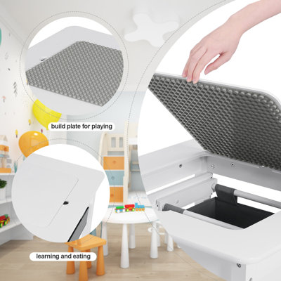 Kamal Kids 3 Piece Square Play Or Activity Table and Chair Set
