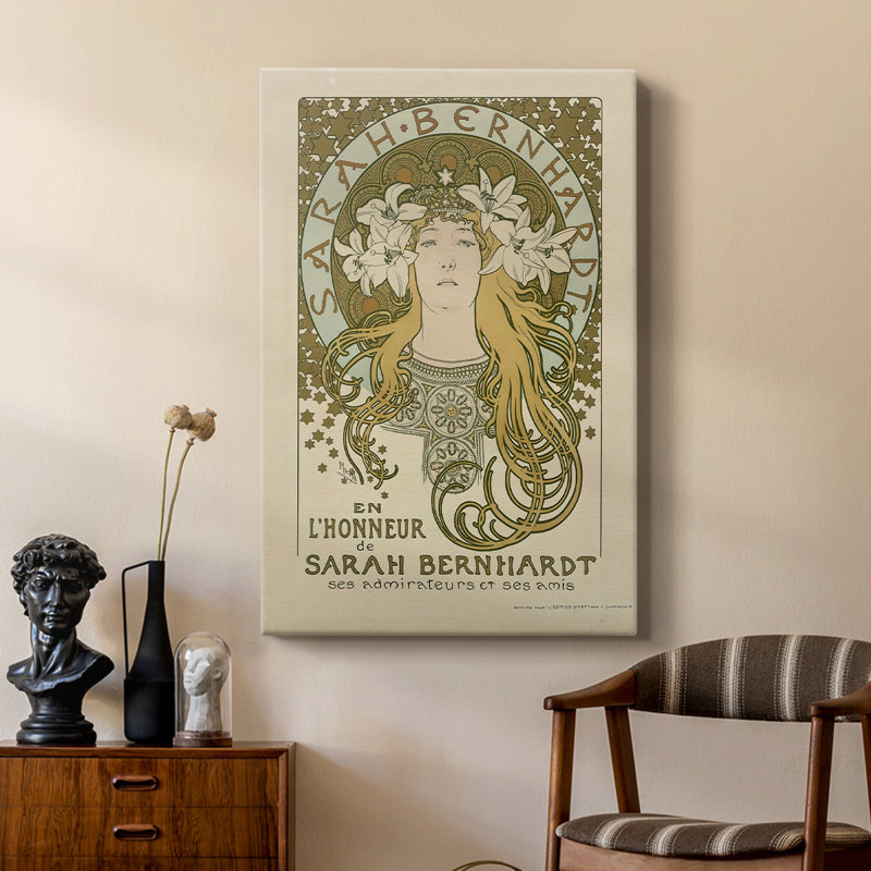 «En l'honneur de Sarah Bernhardt», toile tendue par Alphonse Mucha, 24 po x 36 po