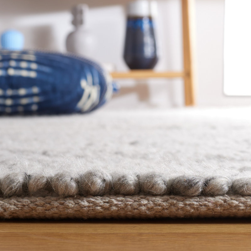 Natura Hand Woven Wool Pet Cotton Geometric Rug in Gray, Runner 2'3" x 8'