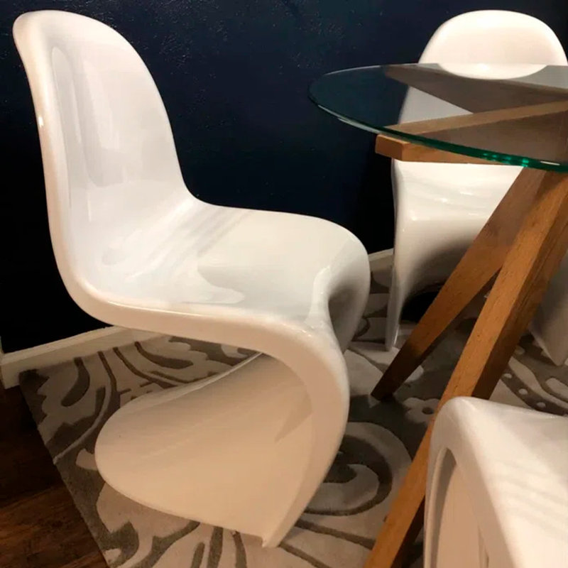 17'' H Stacking Side Chair, Shinny White