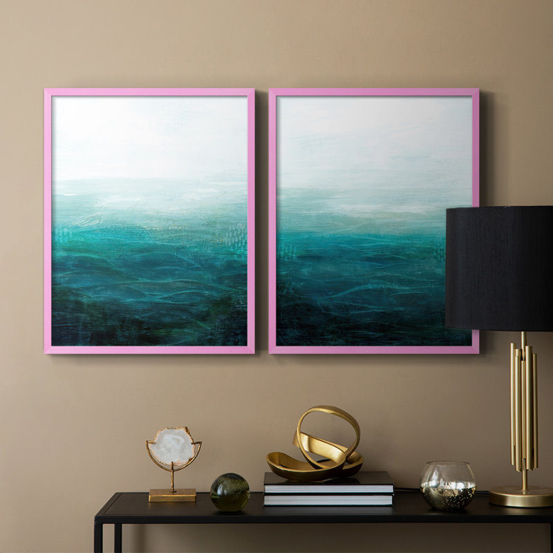 «Drifting Sea I», reproduction encadrée de qualité supérieure - prête à être accrochée - aucun clou requis - aucun clou requis