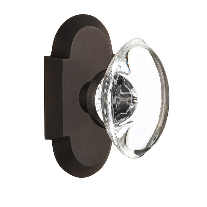 Cottage Plate with Oval Clear Crystal Door Knob, Oil-Rubbed Bronze