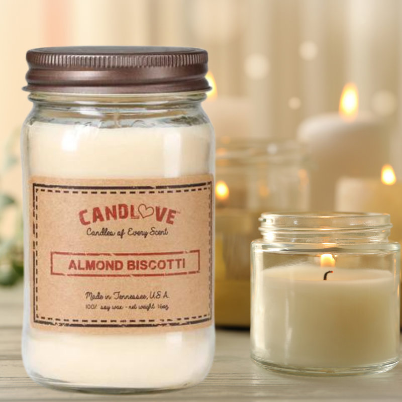 Bougie candlove amande Buscotti soja - faite à la main, longue combustion, très parfumée (16 oz) États-Unis
