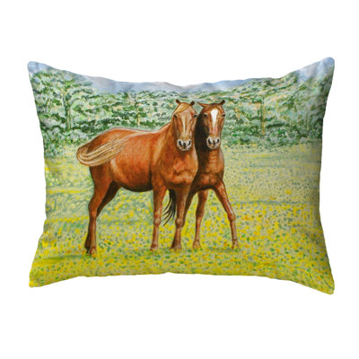 Two Horses Two Horses Indoor/Outdoor Lumbar Pillow Cover