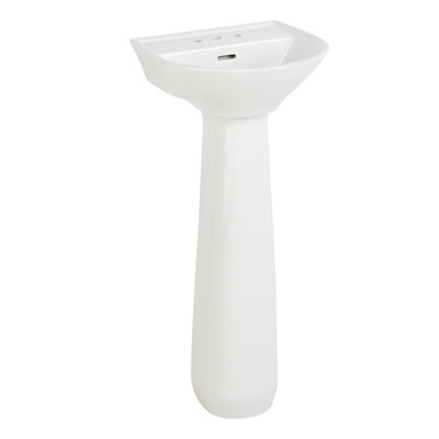 17" Lanken 34" Tall White Porcelain Irregular Pedestal Bathroom Sink with Overflow