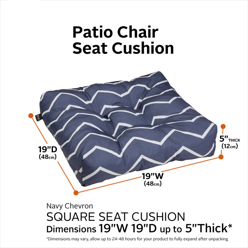 Bergholt Patio Seat Cushion, 19in. W, Navy Chevron