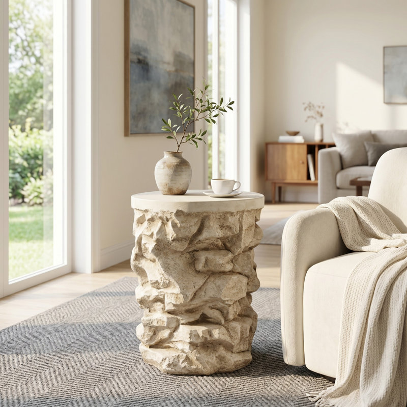 Table d'appoint Arvida, L 16,42 po x P 16,42 po x H 20,47 po, Beige