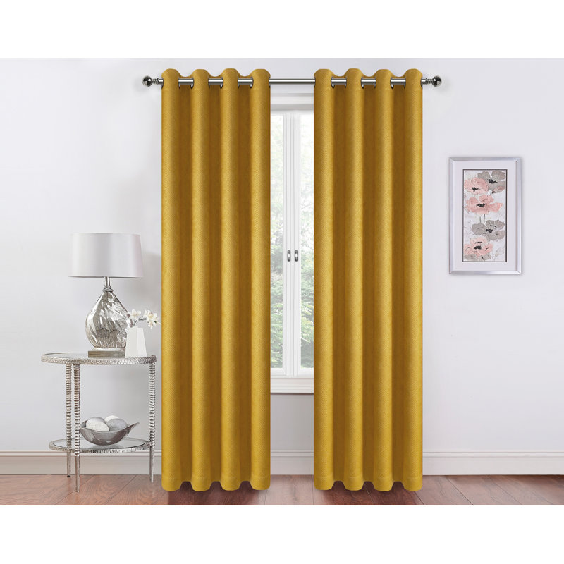 Semi Sheer Curtain Pair, Gold