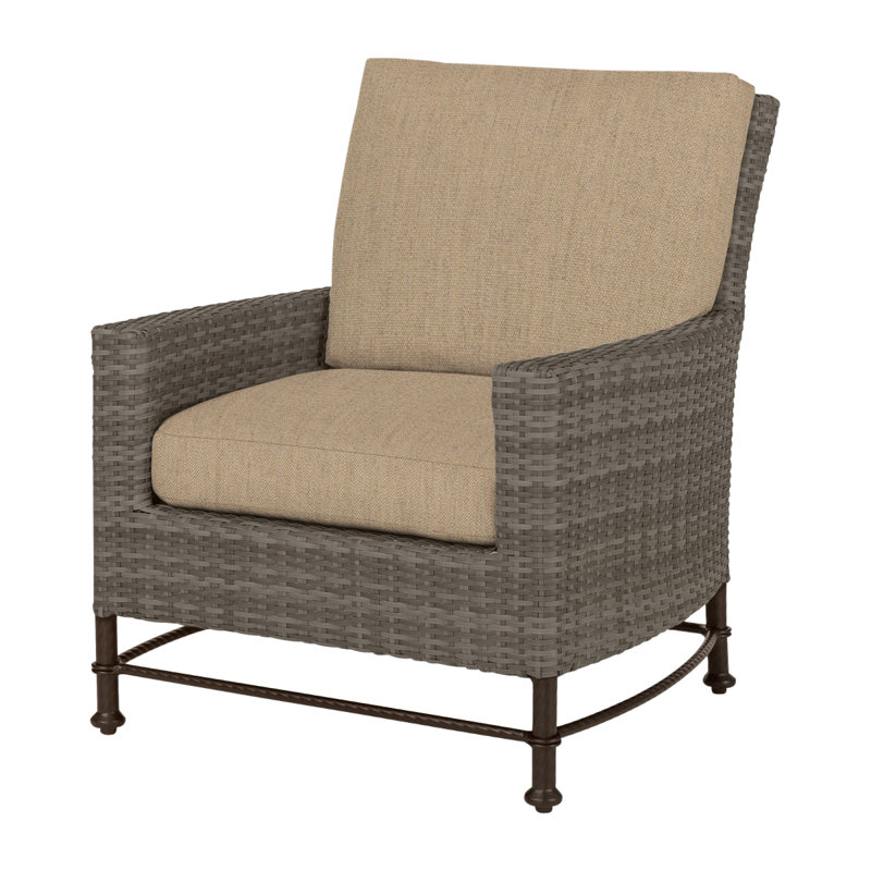 Alexee Woven Lounge Chair Frame with Cushions, Cast Ash Sunbrella® Plainweave, Ash II, Mink